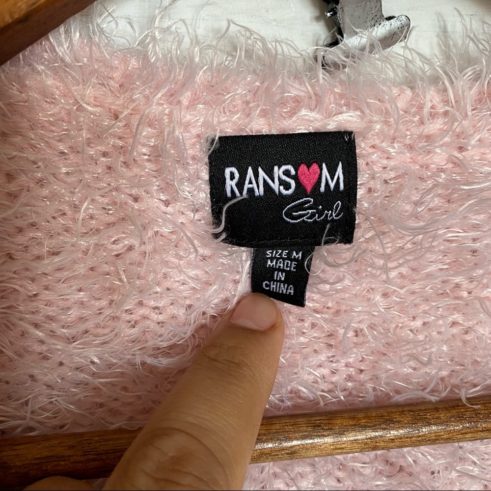 RASMON soft teddy bear texture girls cardigan eyelash knit long sleeve size M - Picture 7 of 8